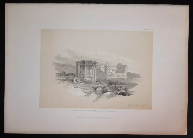 David Roberts Authentic 1855 Quarto Lithograph Plate 82 Circular Temple, Baalbec