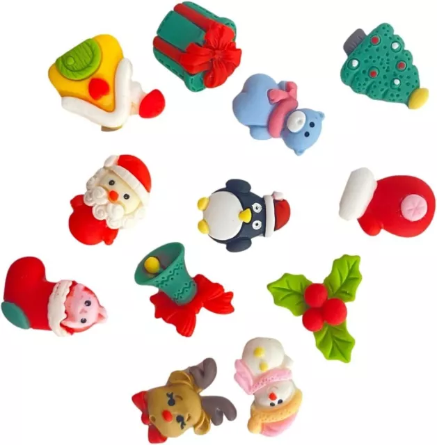 12pcs Kawaii Mixed Christmas Flatback Resin Embellishments Cabochons for Craftin