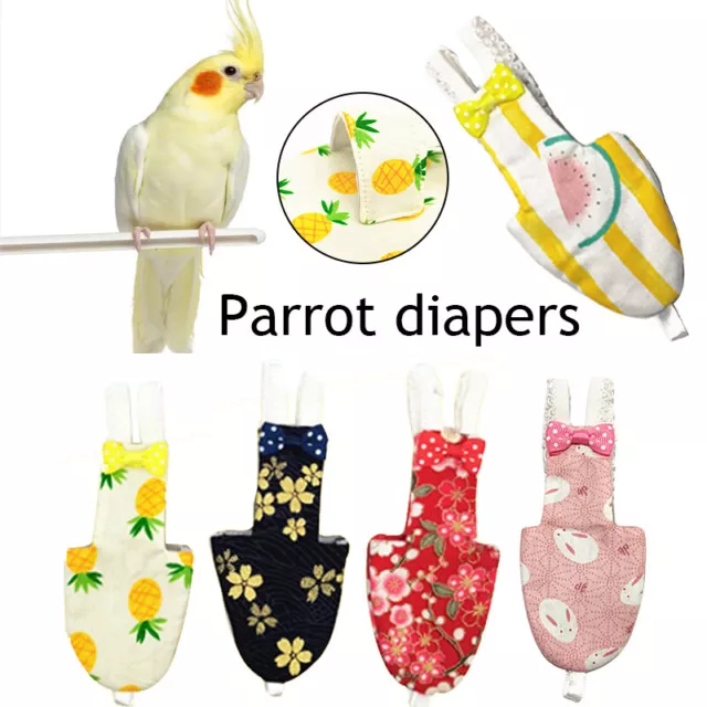 for Bird Parrot Diaper Cockatiel Pigeon Nappy Pet Flight Suit Clothes Reusable ☆