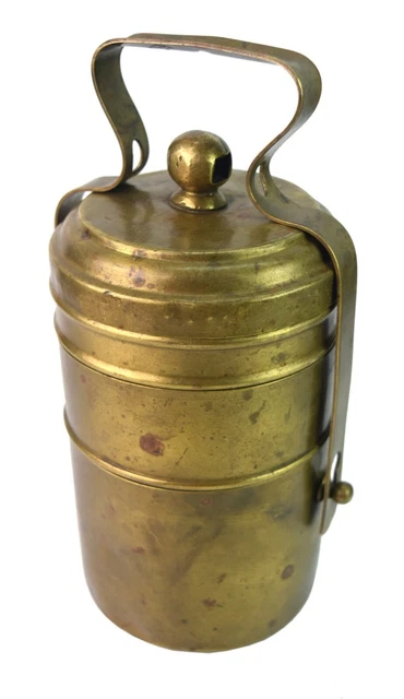 Home Decorative Brass Lunch Carrier Indian Traditional Brass Tiffin Box G66-829