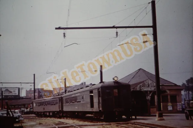 Vtg 1964 Duplicate Train Slide New Haven Cars Railroad Station Danbury CT X6P058
