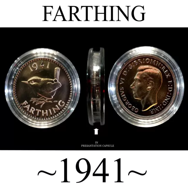 1941 Farthing. Polished In Capsule Ideal Birthday Gifts, Presents, Celebrations
