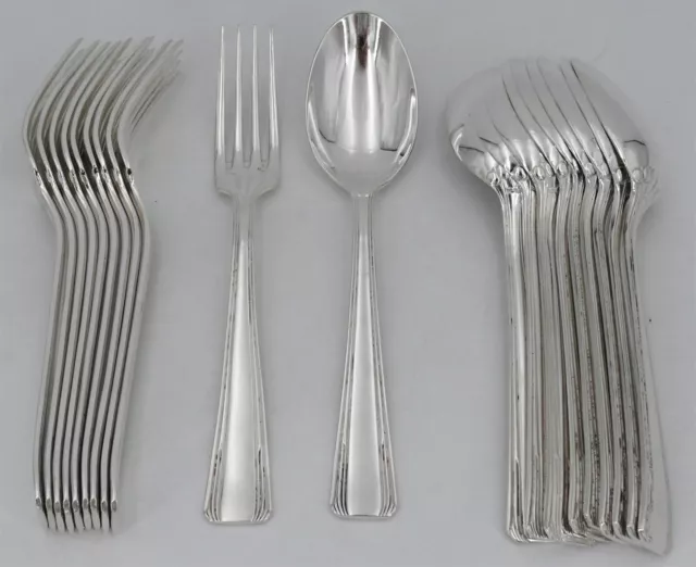 Ercuis modèle Olympe/Art Déco, 10 couverts de table en métal argenté, 20 pièces.