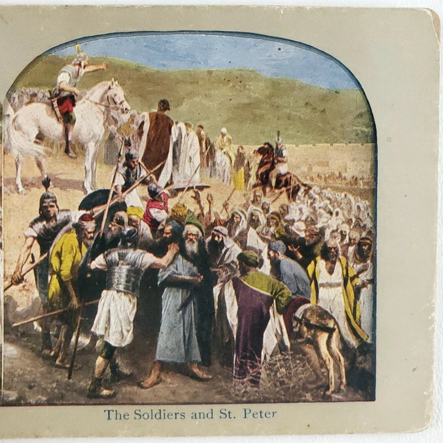 Jesus Christ Crucifixion Soldiers Stereoview c1905 St Peter Christian Art C979