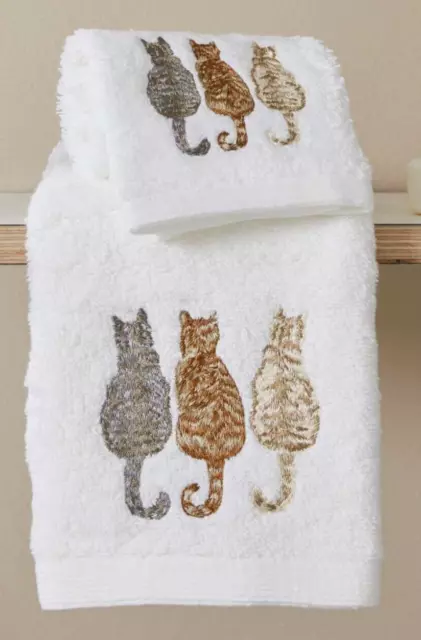 2 Purrfect Cat Face Washer Towel Cotton Absorbent Washer Cloth White gift guest
