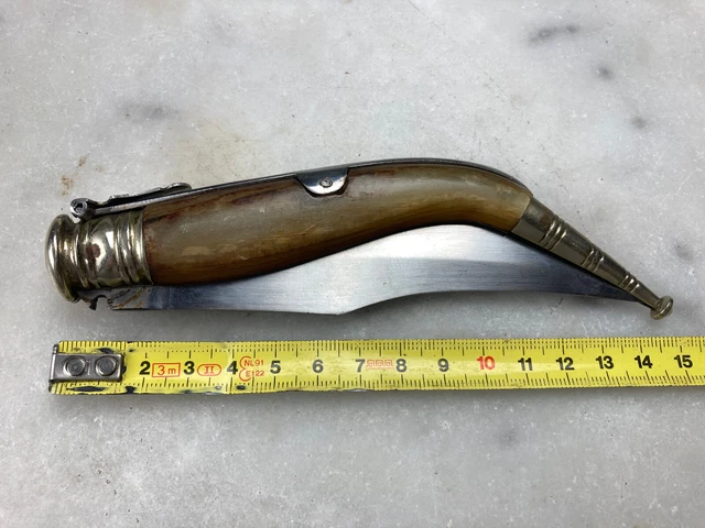 Ancien Couteau Lt27Cm Type Espagne Palme Corne Blonde Vintage Toledo Spain Knife