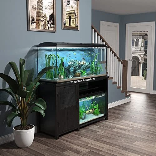55-75 Gallon Fish Tank Stand Heavy Duty Metal Aquarium Stand with Cabinet for 3