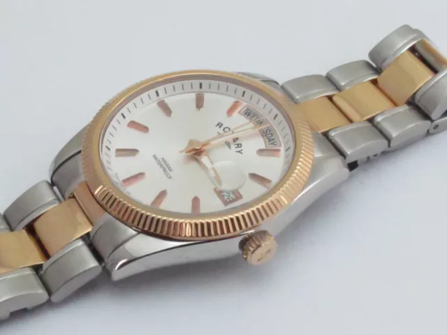 ROTARY HAVANA MEN S 38mm Two Tone Bracelet Day Date Watch GB02662