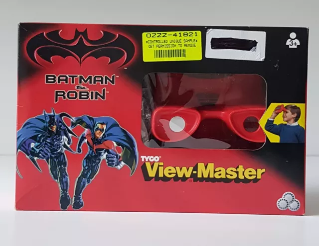 1997 Batman & Robin View-Master 3D Tyco Set regalo bambini rosso NUOVO SIGILLATO vintage