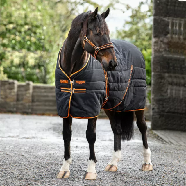 Horseware Rambo Stable Rug medium 200g - Noir/Orange