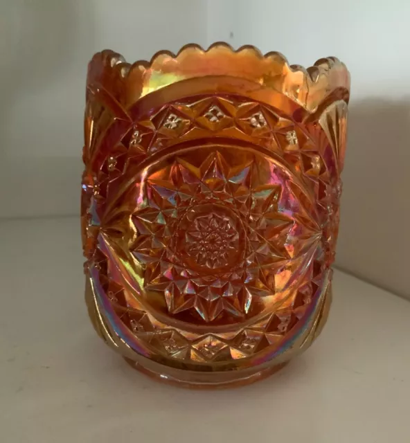 Vintage Imperial Glass Hobstar Marigold Carnival Glass Tumbler iridescent cup a