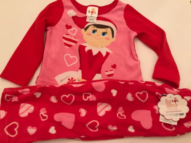 NWT 3T the Elf on the Shelf 2 pc girls pajama set pink red flame resistant