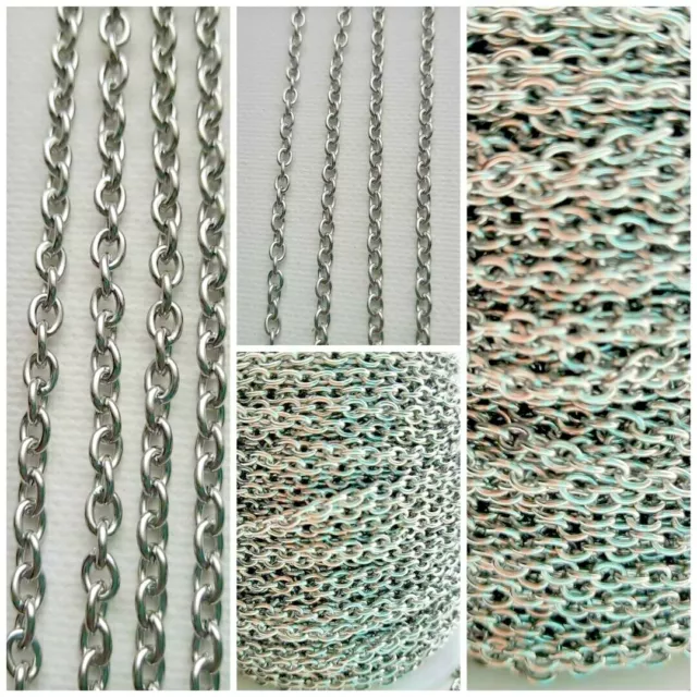 304 Stainless Steel Cable Chain Oval Unwelded Jewelery Making Finding Fashion