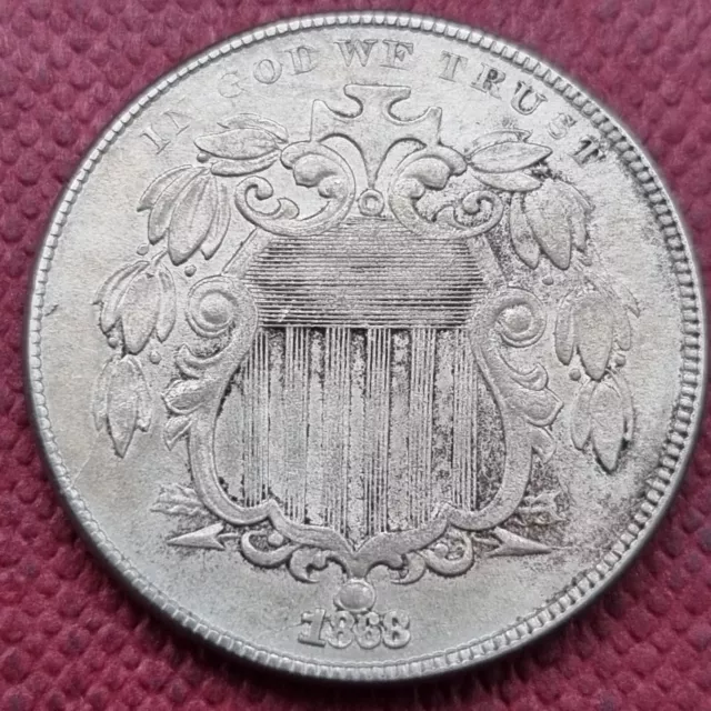 1868 Shield Nickel 5c Better Grade XF - AU #57890