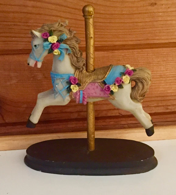 Resin Carousel Horse With Wood Base. Ships Free In The USA!