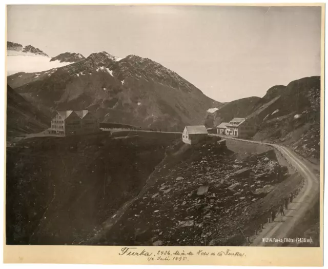 Suisse, Furka vintage albumen print, Suisse Photomécanique  21x27  1890  <