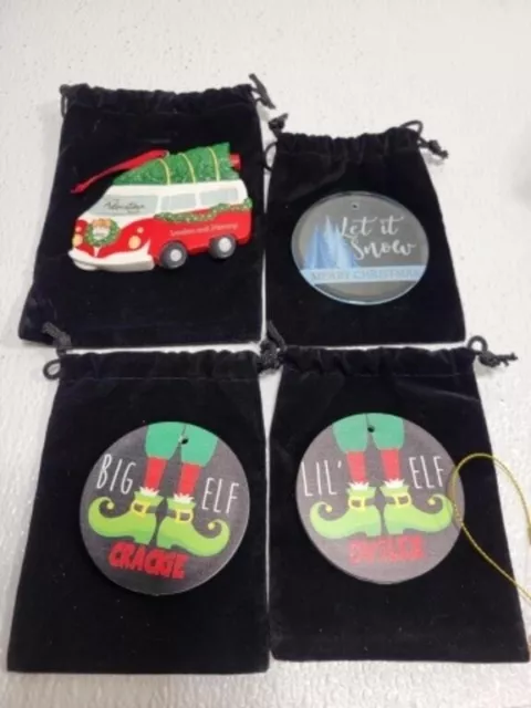 Set of 4 Christmas Ornaments with pouches Holiday Home Gifting Women Men Office