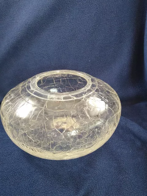 Vintage, Large (8"X4 1/2"tall), Clear Crackle Glass, Bowl . Unusual Piece