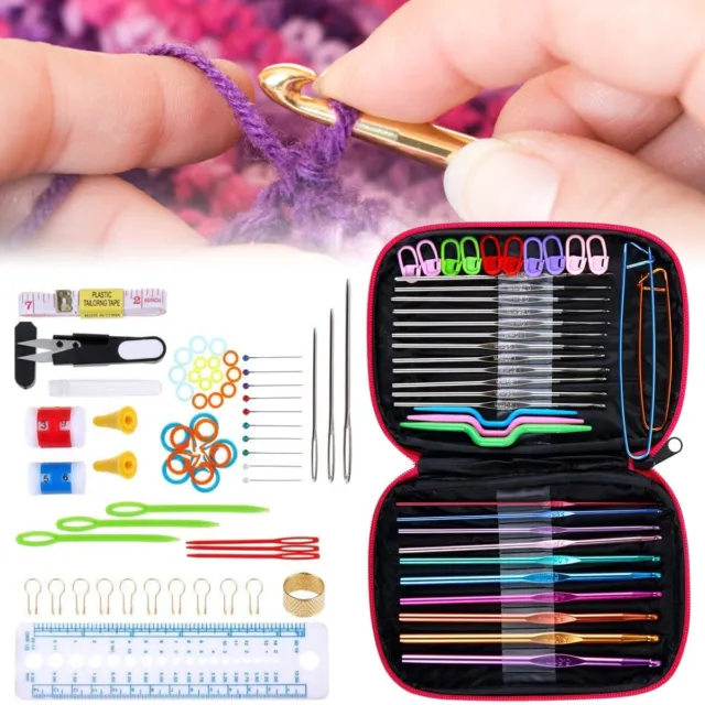 100Pcs Sweater Needle Knitting Tool Set Crochet Hooks Kit with Case giqVa