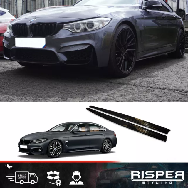 For Bmw 4 Series F32 M-Performance 2013-2020 Side Skirt Extensions Gloss Black