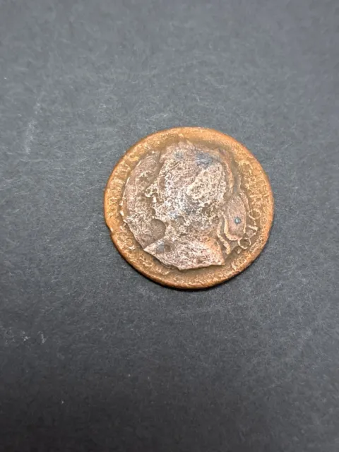 Charles II Copper Farthing Coin Britannia -Obverse and Date Obscure