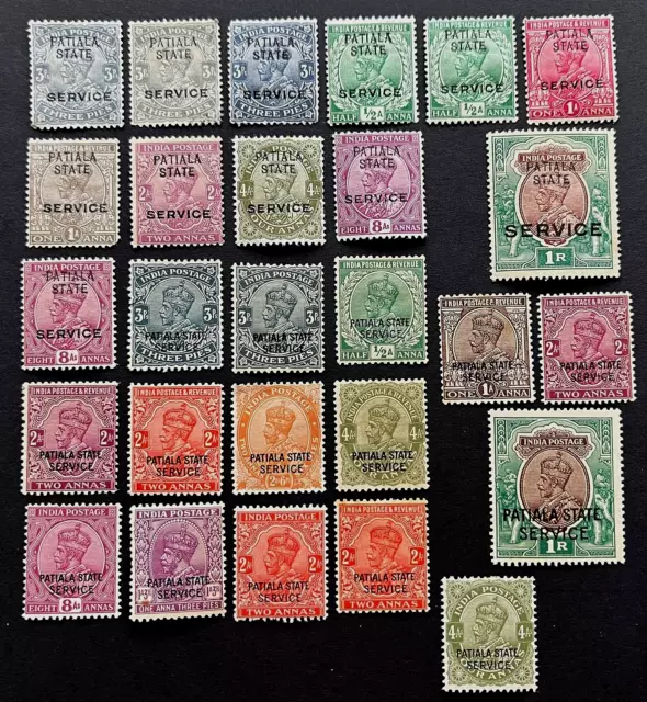 India Conv Patiala  Kgv 1913-1939 Mounted Mint Services Selection