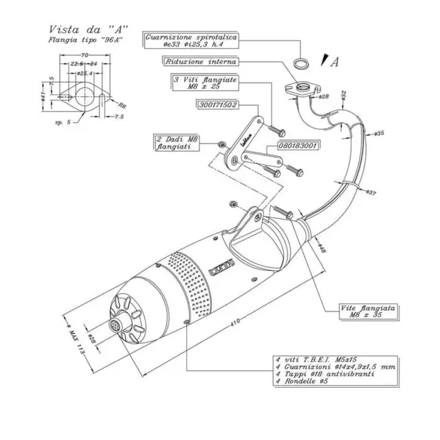 Echappement Complete Leovince Touring acier Yamaha Bw S 100 1999 > 2001