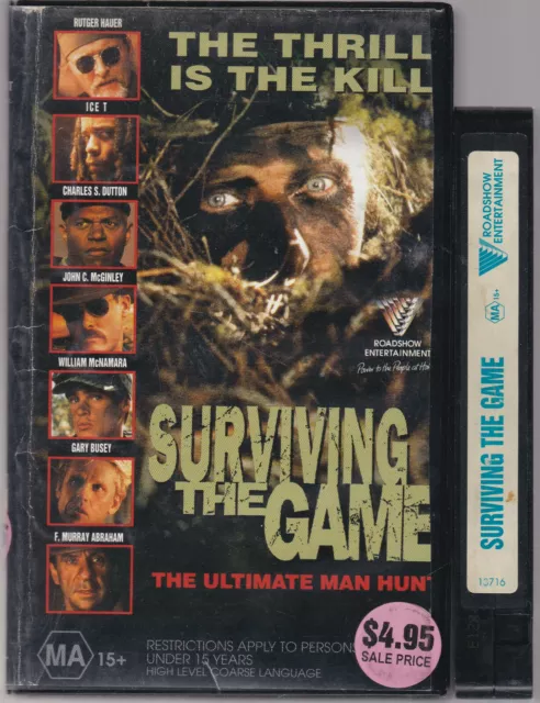 RARE VHS SURVIVING THE GAME Big Box Ex-Rental Video Tape Ice T Gary Busey