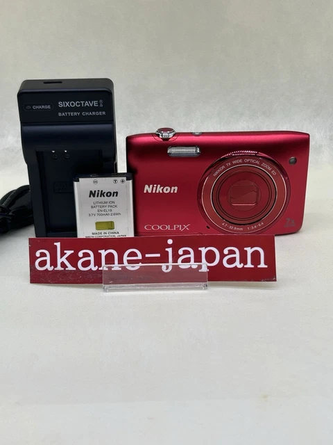 NIKON COOLPIX S3400 Red 20.1MP Compact Digital Camera From
