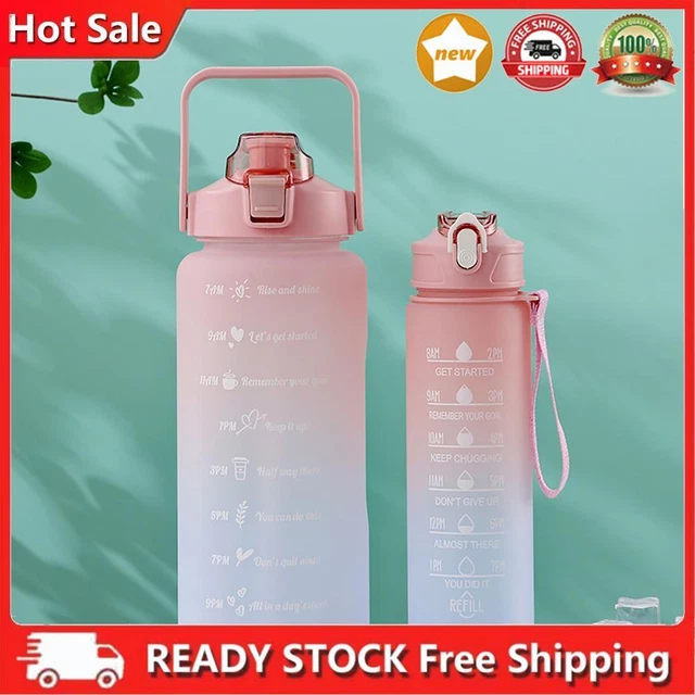 2 pz bottiglia Frosted Gradient 2000 ml + 900 ml bottiglia acqua fredda (rosa)