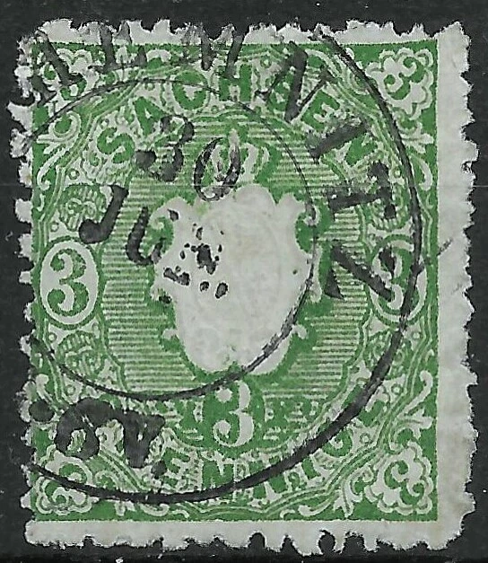 SACHSEN 1863... MiNr. 14a ...3 Pf...BPP geprüft...K2 CHEMNITZ