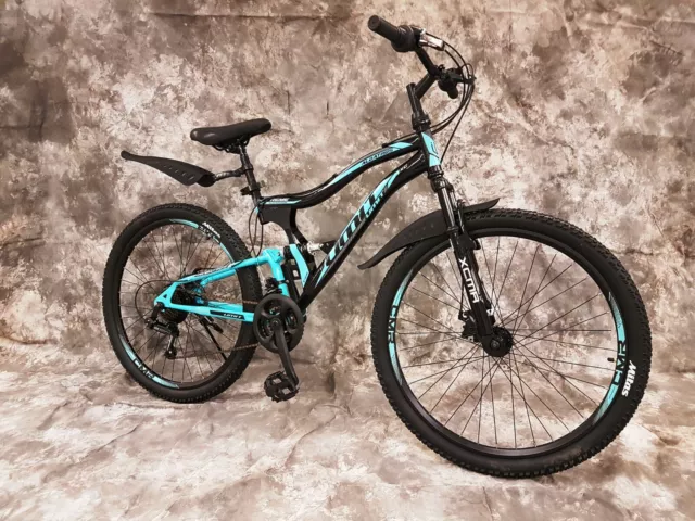 26 Zoll MTB Vollgefedert mit 21-Gang Shimano & Scheibenbremsen 2659-44-BLAU