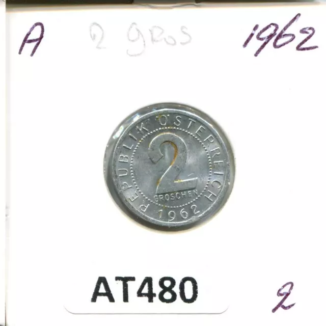 2 GROSCHEN 1962 AUSTRIA Coin #AT480U
