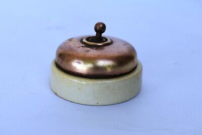 Vintage English Light Switch Electric Brass Ceramic British Made Vitreous Old"10 3