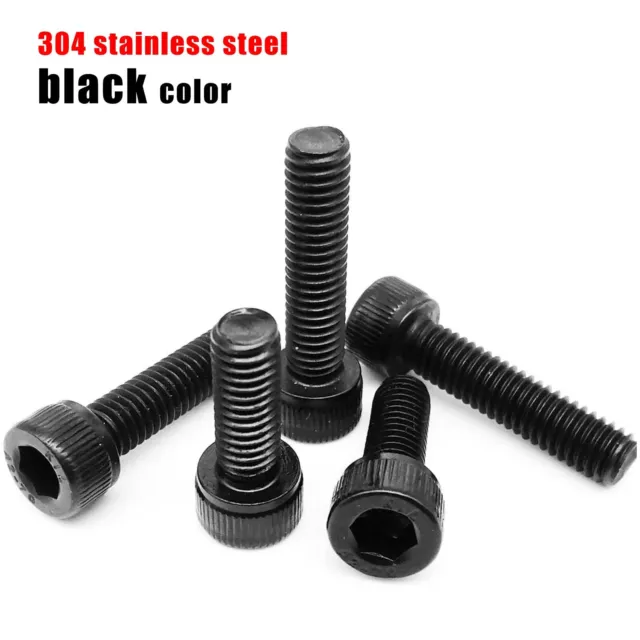 M1.6-M8 Black 304 Stainless Steel Hexagon Hex Socket Cap Allen Head Screw Bolt