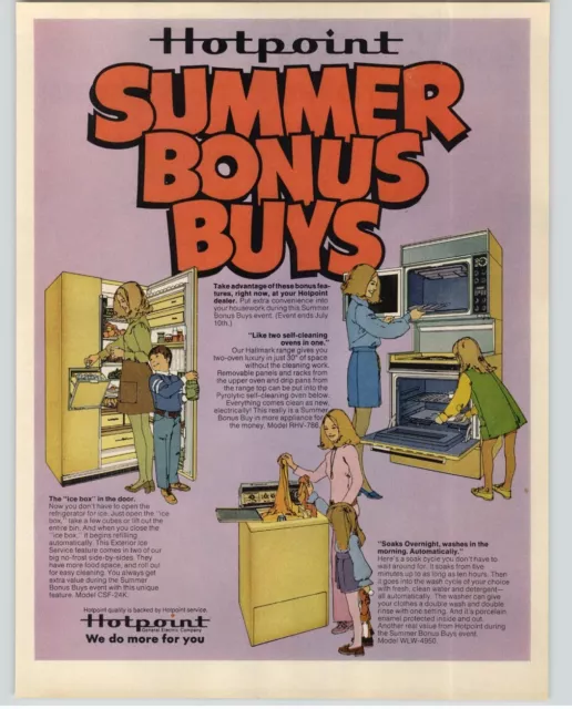 1971 Hotpoint Summer Bonus Buys Range Fridge Washer Photo Art Vintage Print Ad