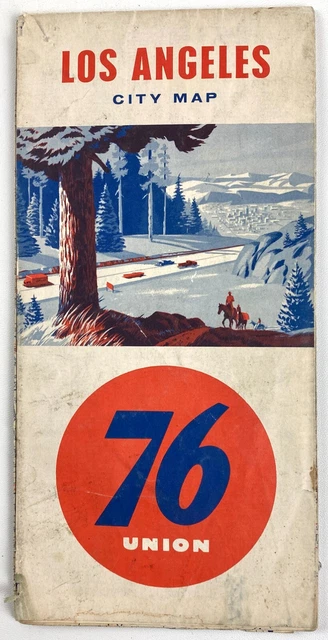 Vintage Gas Station Union 76 Road Map of Los Angeles Pre-Interstate (1958?)