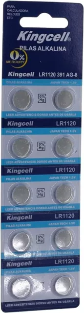 10x Pilas de Boton Alcalinas AG8 391 SR1120 191 LR1120 1.55V