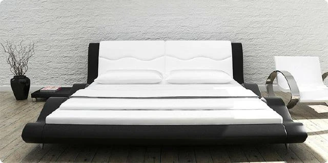 Lit à eau - lit en cuir 180x200 cm - noir - Avignon - Maison