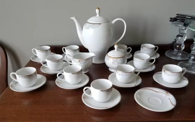 Set Of Coffee Porcelain, Set & Teapot Azucarero. I.G.Patentado. Vintage