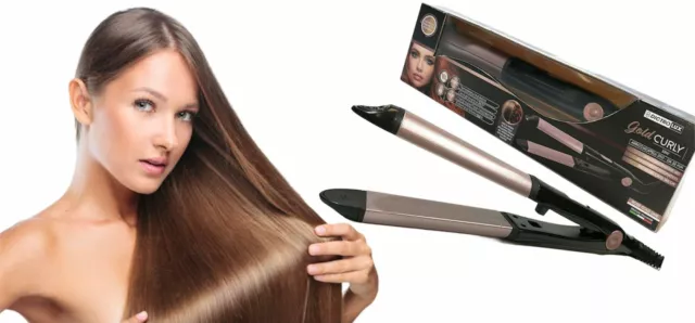 Placa De + Hierro Plancha Encrespadora para Cabello Profesional El Alliscia Y