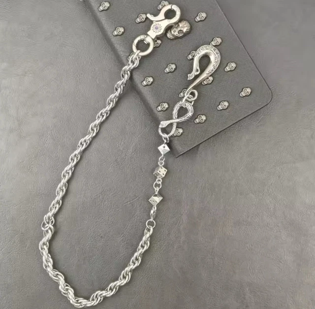 Catena Da Portafoglio Stile Chrome Goth Y2K - Cuori, Argento, Unisex