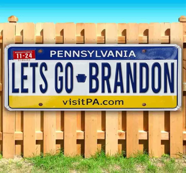 LET'S GO BRANDON LICENSE PLATE PENNSYLVANIA Banner Advertising Vinyl Flag Sign