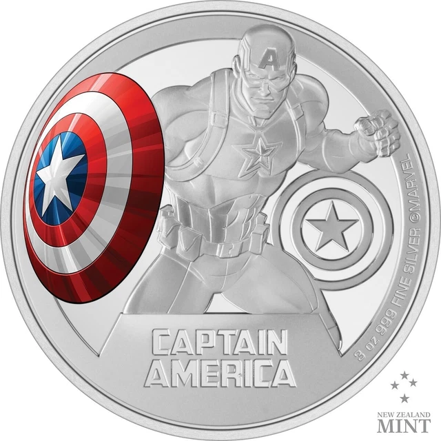 2023 Niue Marvel Captain America 3oz Silver Colored Proof Coin