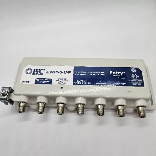 PPC Evolution EVO1-5-U/P RF Coax CATV 5 Port Amplifier Signal Splitter Tested