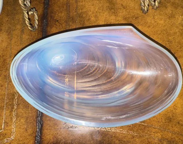 Sabino Paris Opaline Glass Oyster Shell Trinket Dish Milky Opalescent Clam broth