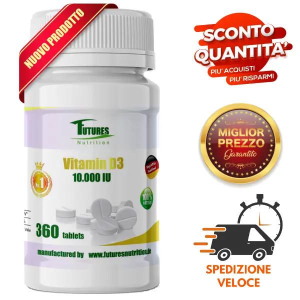 Vitamina D3 10000 UI 360 Compresse Integratore Salute Articolazioni Osteoporosi-