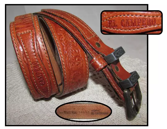 Vintage Cintos Imperial Tooled Laced Leather Western Cowboy Belt Men's Size  38