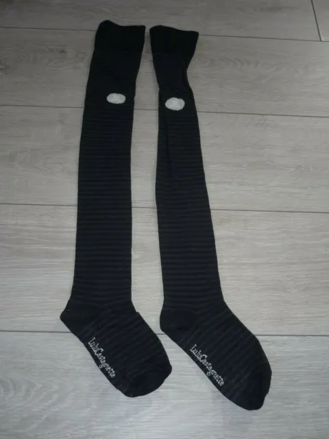 paire de chaussettes montantes noires à rayures lulu castagnette taille S