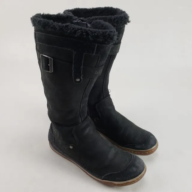 Cushe Manuka Fawn Waterproof Boot Womens 9 Black Winter Snow Lined Tall Side Zip